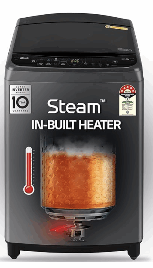 LG 9.0 Kg, 5 Star, AI Direct Drive Technology, Steam Wash for Allergy Removal, Fully-Automatic Top Loading Washing Machine (THD09SPM, Middle Black, More Fabric Care & Convenience, In-Built Heater)